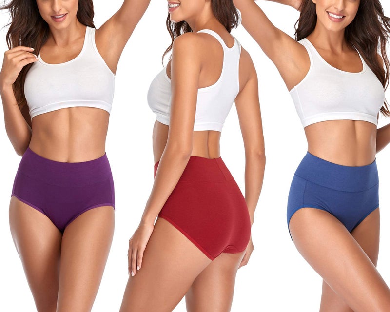 Annenmy Women's High Waist Cotton Underwear Sold Color Comfortable Briefs Panties (XXX-Large, Dark colors, 5-pack) - Image 3